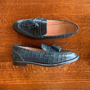 J Crew Crocodile Academy tassel loafers